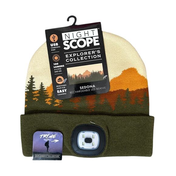 Night Scope Explorer's Collection Sedona Rechargeable LED Beanie NWT OS Outdoors - Picture 1 of 5